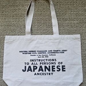 Large "Only What You Can Carry" Tote with Japanese American Historical Message